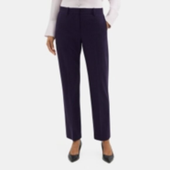 NWT Theory Cropped Ankle Pant in Sevona Stretch Wool - Navy (Size 12) - Picture 2 of 4